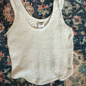PINK Victoria's Secret White Fuzzy Tank Top Medium